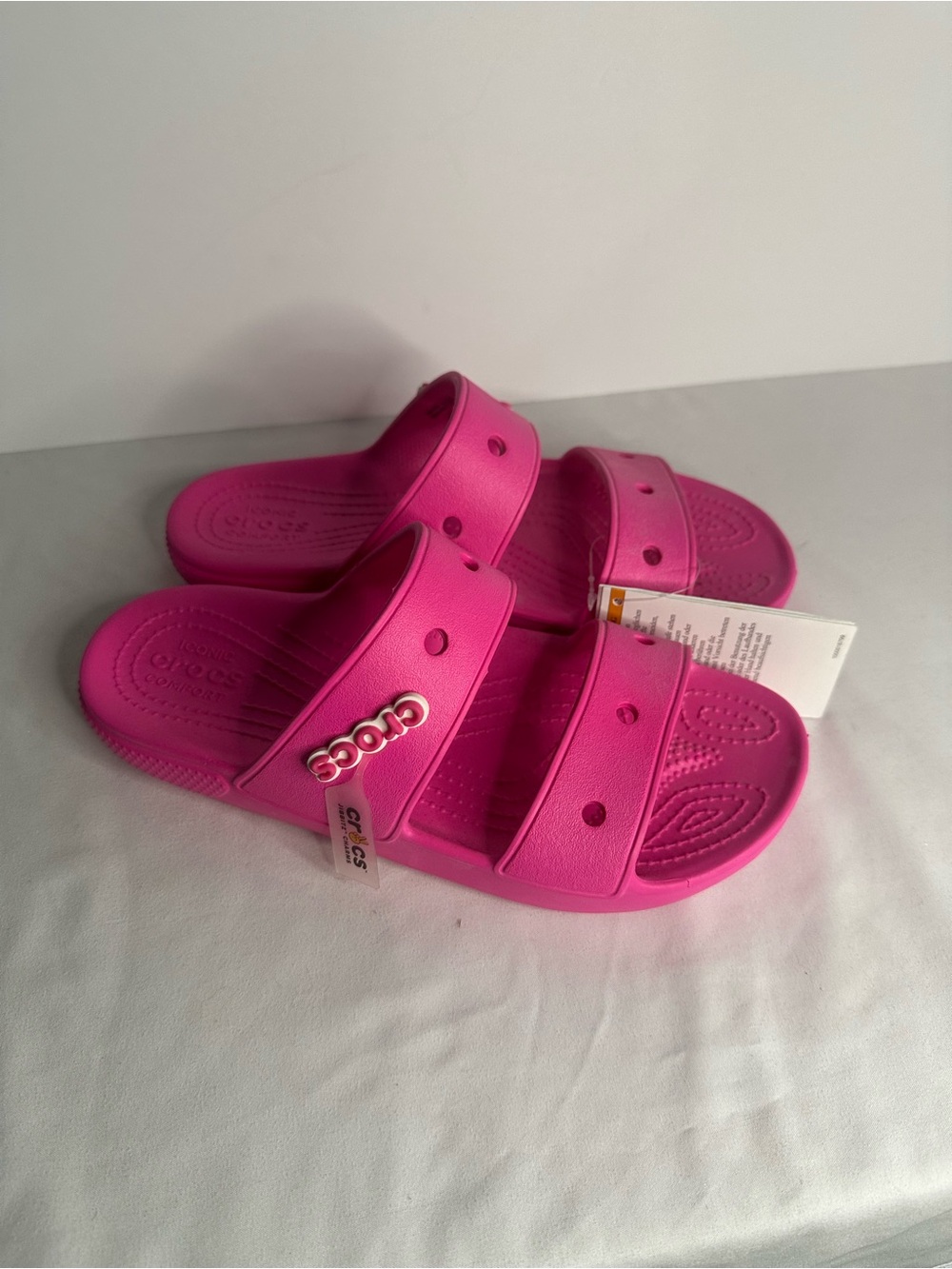 CROCS Dual-Strap Slide Sandals in Bright Pink Size 8 Women’s 6 Men’s
